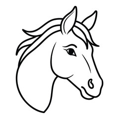 Magical Unicorn Line Art Illustration with Elegant Flowing Mane