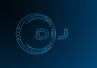 DIJ low poly letter logo vector design. DIJ lower poly logo design.