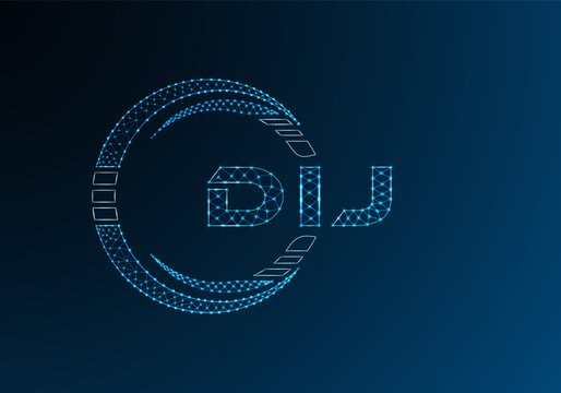 DIJ low poly letter logo vector design. DIJ lower poly logo design.