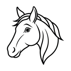Magical Unicorn Line Art Illustration with Elegant Flowing Mane