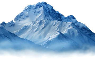 Mountain on a white isolated, Snow background, PNG