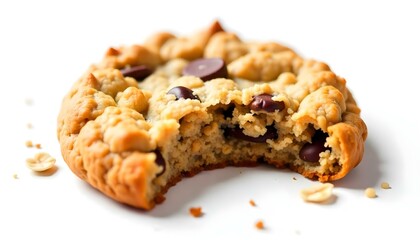 Oatmeal chip cookie isolated on white background