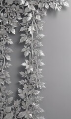 Intricate silver leaf border, shimmering details  Elegant botanical pattern , elegant, botanical illustration