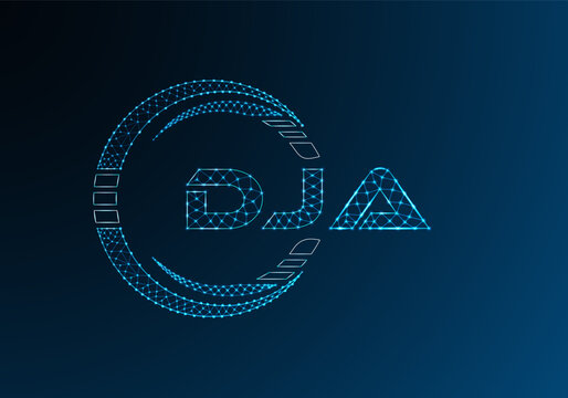 DJA low poly letter logo vector design. DJA lower poly logo design.