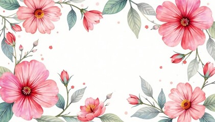 Fototapeta premium Delicate watercolor floral pattern, perfect for spring flyers , design element, invitation, romantic