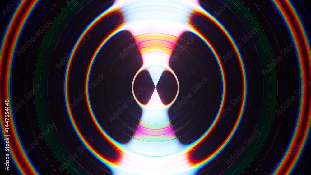 Poster colorful concentric circles expand and contract, creating a mesmerizing visual effect with chromatic
