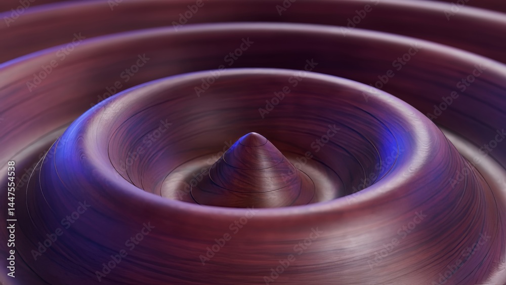 Poster wooden texture morphing dynamically, generating pulsating concentric ripples reminiscent of sound wa