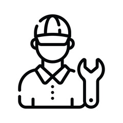 Have a look at this amazing line icon of plumber with wrench