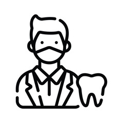 Latest icon of dentist is designed in line style