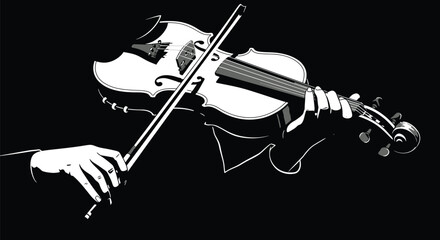 Black and White Violin Silhouette © Tharindu
