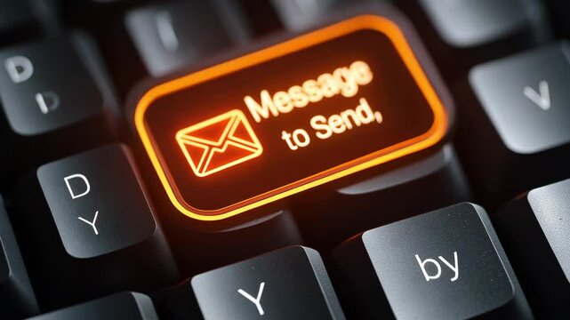 Close-Up of Keyboard Key Featuring Illuminated Message Icon