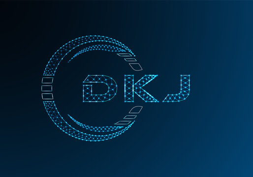DKJ low poly letter logo vector design. DKJ lower poly logo design.
