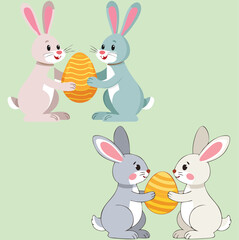 Fototapeta premium easter bunny and eggs