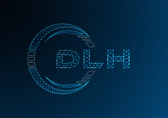 DLH low poly letter logo vector design. DLH lower poly logo design.