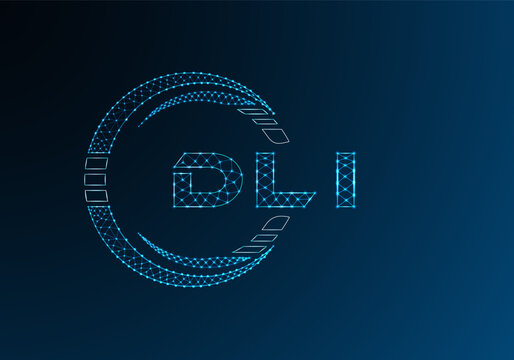 DLI low poly letter logo vector design. DLI lower poly logo design.
