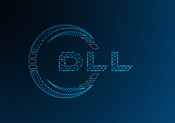 DLL low poly letter logo vector design. DLL lower poly logo design.