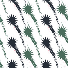 Edgy Starburst Seamless Pattern with Grunge Lines