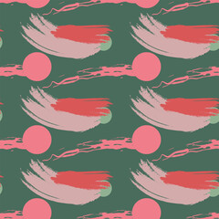 Abstract Brush Stroke Seamless Pattern with Coral Shapes