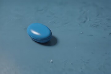 A single blue pill rests on a matching blue surface , medicine, texture