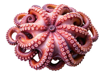 A mesmerizing closeup of a cooked octopus with intricate tentacles on black