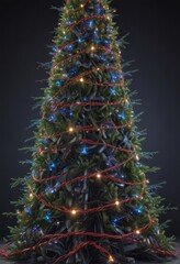 Obraz premium A futuristic Christmas tree, dazzling array of colored electric cables and sparkling lights , christmas, decoration, neon