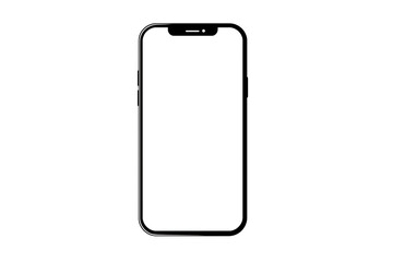 Black outline of a smartphone with blank screen on transparent background