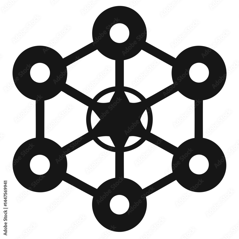 Poster geometric design illustration with star and circles in hexagon shape for graphic and web design proj