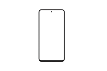 Black outline of a smartphone with blank screen on transparent background