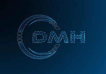 DMH low poly letter logo vector design. DMH lower poly logo design.