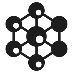 Black and white molecular structure diagram with circles and lines for scientific representation vector design isolated on transparent background