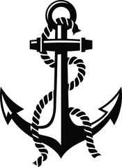 Minimalist Black and White Anchor Silhouette