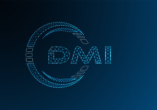 DMI low poly letter logo vector design. DMI lower poly logo design.