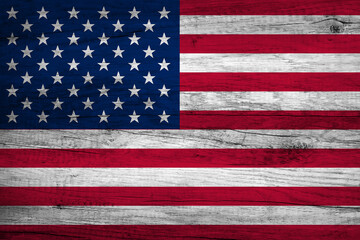 Fototapeta premium United States flag wooden plank background. Happy Independence Day 4th July.