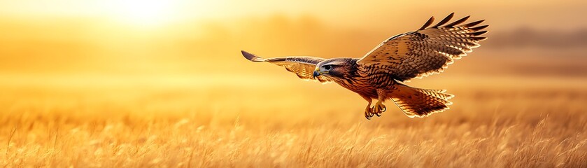 Fototapeta premium Golden Hour Hawk Soaring
