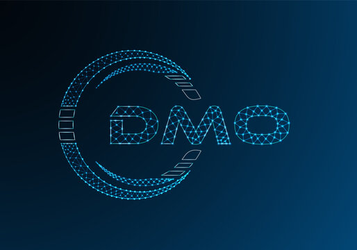 DMO low poly letter logo vector design. DMO lower poly logo design.
