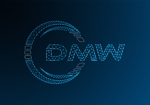 DMW low poly letter logo vector design. DMW lower poly logo design.
