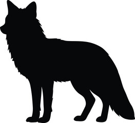 Alert Fox Silhouette: Minimalist Black and White Vector