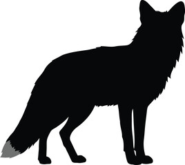 Alert Fox Silhouette - Minimalist Black and White Vector
