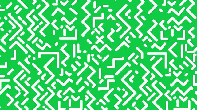 Animated Loop of Dynamic Zigzag Lines on Vibrant Green Background &ndash; Abstract Seamless Pattern for Futuristic Motion Graphics and Digital Design Projects