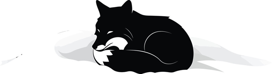 Minimalist Fox Silhouette in Snow