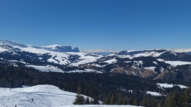 Panorama of landscape of Monte Pana in Santa Cristina.

