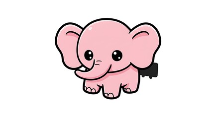 Obraz premium Adorable Pink Baby Elephant Cartoon Illustration