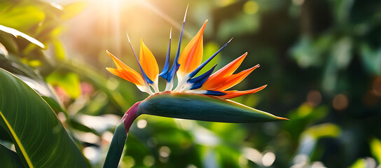 Bird of Paradise Flower in Sunlight &ndash; Exotic Tropical Bloom