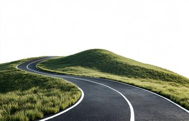 Curved Road Through Green Hills &ndash; Journey and Nature Concept