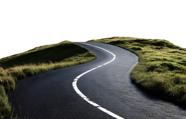 Curved Road Through Green Hills &ndash; Journey and Nature Concept