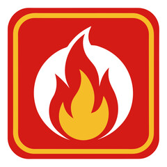  Red and white flame symbol with orange fire, Representing fire safety, hazard warning, and emergency response, ideal for safety, fire prevention, and hazard-related designs