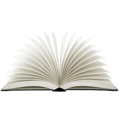 Fototapeta premium An open book displaying its fanned white pages wide, inviting readers into worlds of imagination and knowledge.
