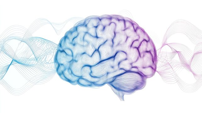 Brain waves isolated on white background