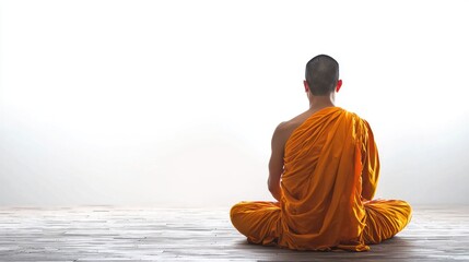Buddhist monk isolated on white background