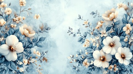 Beautiful Floral Background with Delicate Blue and White Flowers Creating a Serene and Elegant Atmosphere